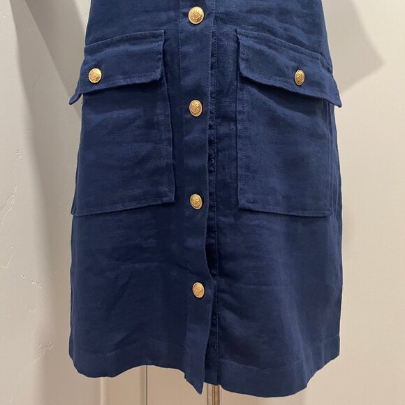 J. Crew Gamine Linen Shirtdress in Navy Blue NWT - Picture 5 of 11